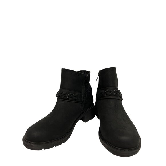 Clarks Hearth Kaylie Women's Leather Boots Ankle Black Braided Size 5.5 NEW - Picture 3 of 12